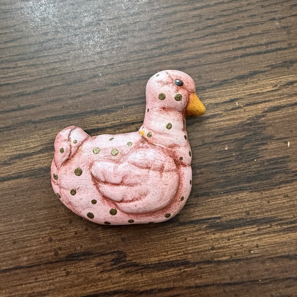 Vintage Pink Speckled Duck Fridge Magnet Whimsical Country Decor‎